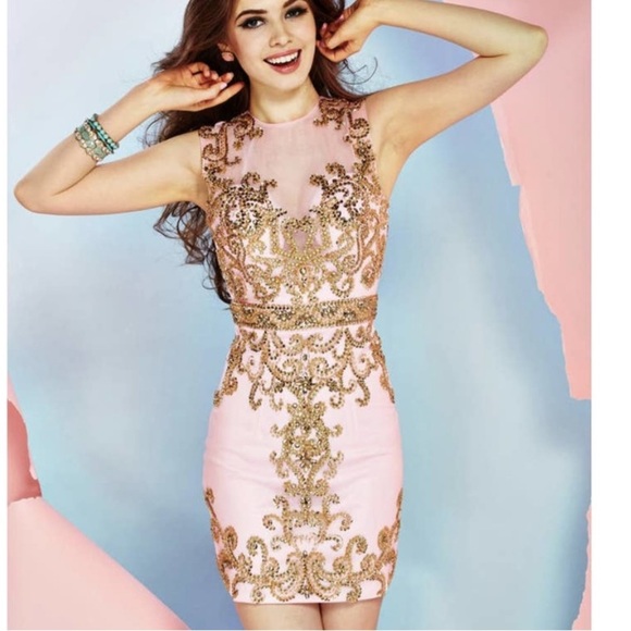 107. Angela & Alison Short Prom Dress in Light Pink - Picture 16 of 16